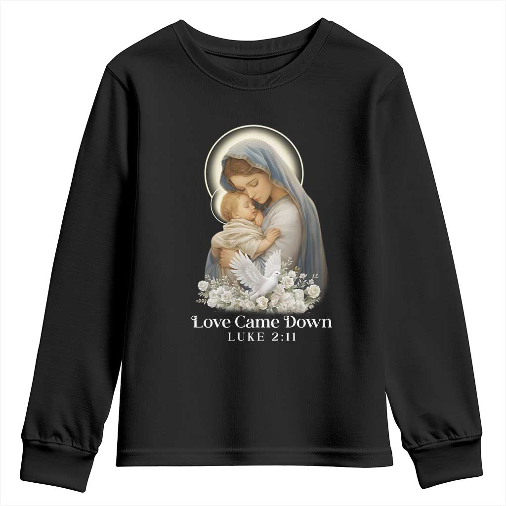 Christian Christmas Youth Sweatshirt Love Came Down Luke 2:11 TS14 Black Print Your Wear
