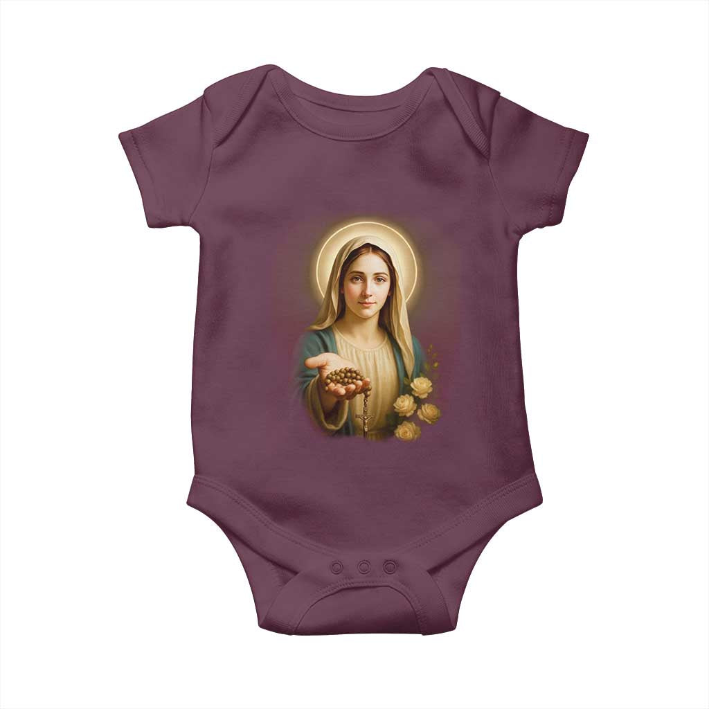 Virgin Mary Maria Baby Onesie Catholic Christian Faith TS14 Maroon Print Your Wear