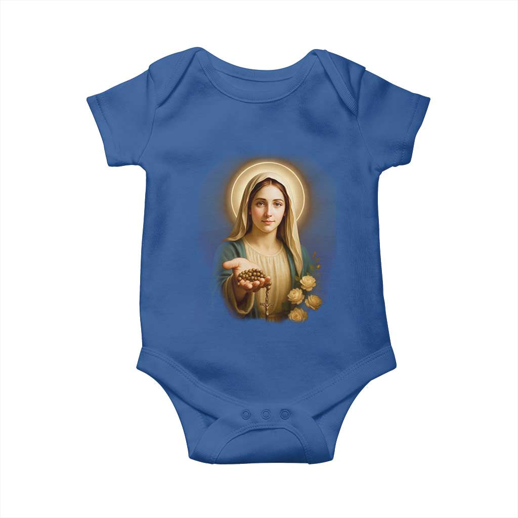 Virgin Mary Maria Baby Onesie Catholic Christian Faith TS14 Royal Blue Print Your Wear