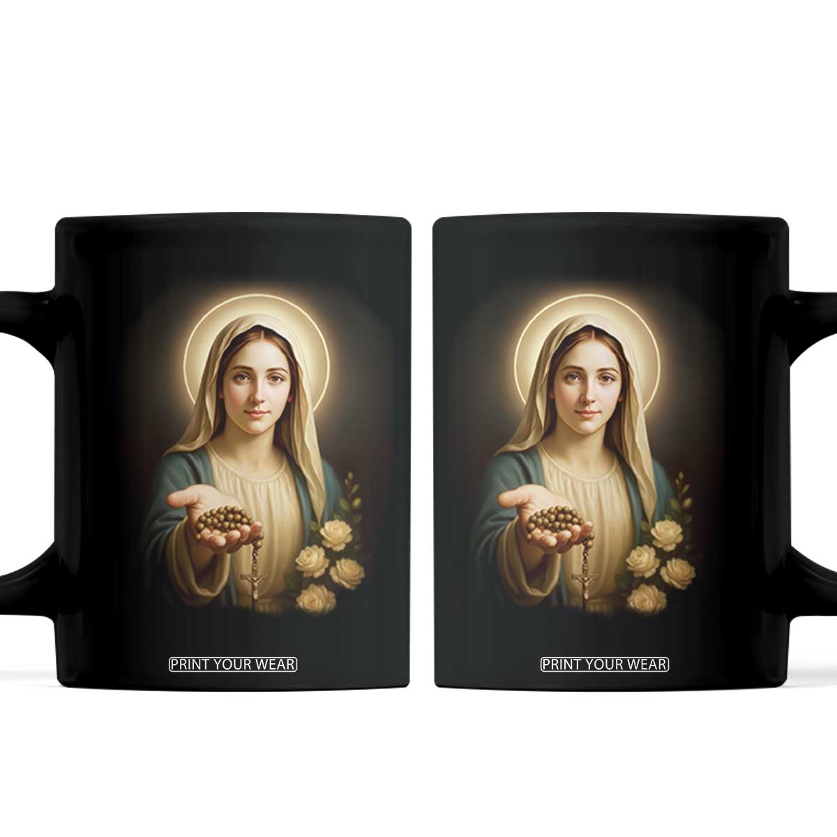 Virgin Mary Maria Coffee Mug Catholic Christian Faith TS14 Black Print Your Wear