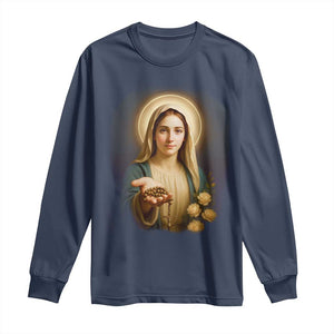 Virgin Mary Maria Long Sleeve Shirt Catholic Christian Faith TS14 Navy Print Your Wear