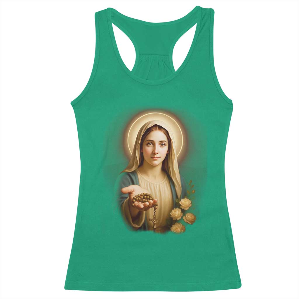 Virgin Mary Maria Racerback Tank Top Catholic Christian Faith TS14 Irish Green Print Your Wear