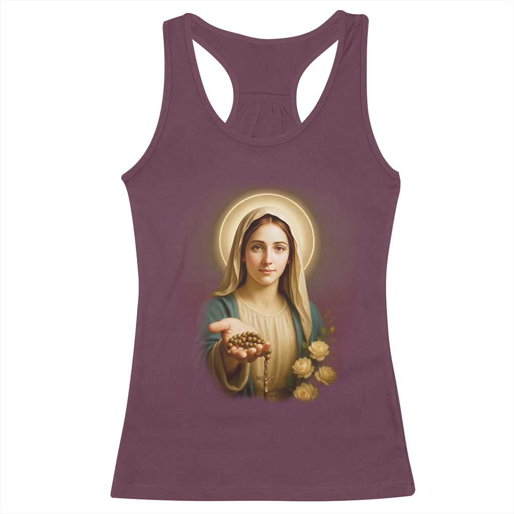 Virgin Mary Maria Racerback Tank Top Catholic Christian Faith TS14 Maroon Print Your Wear