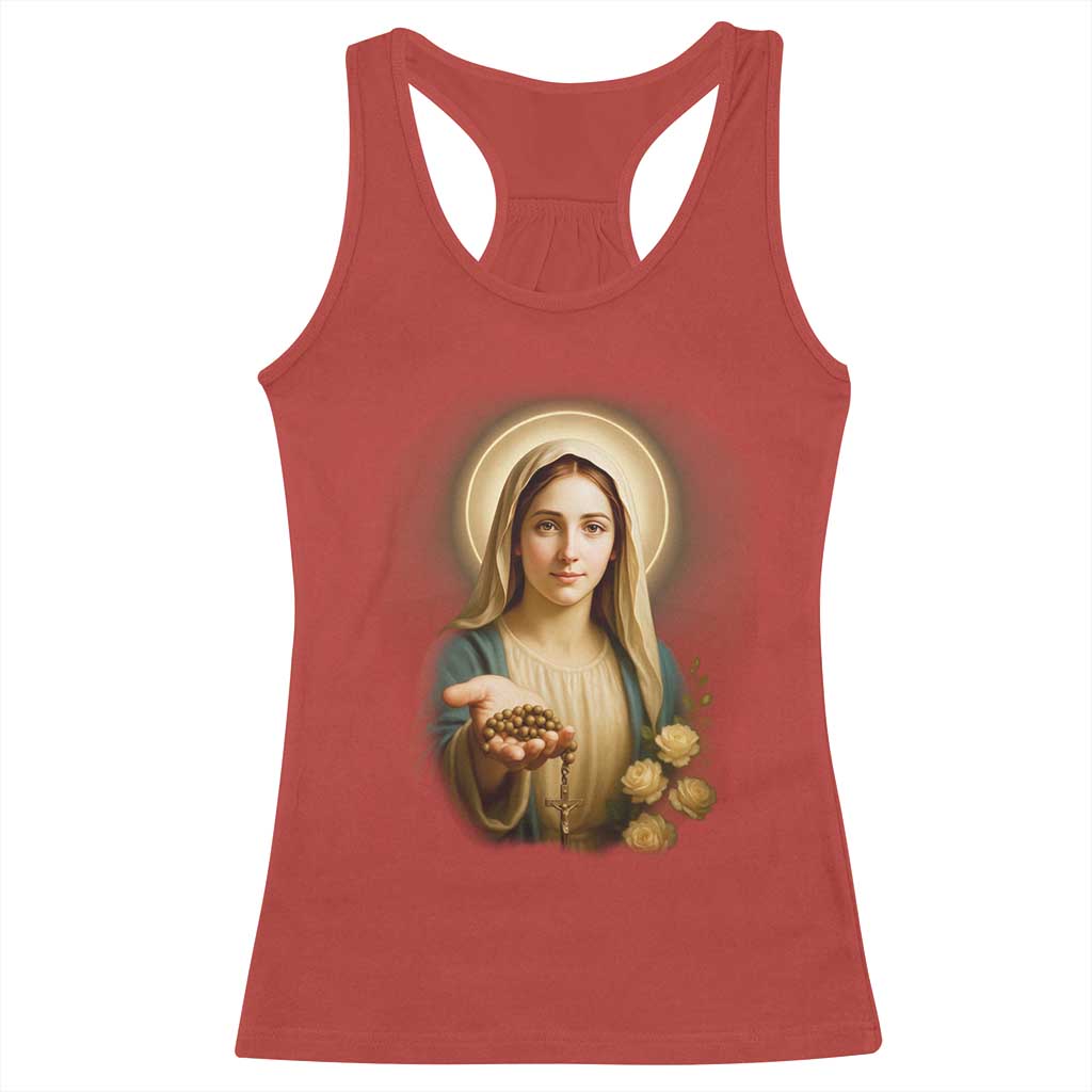 Virgin Mary Maria Racerback Tank Top Catholic Christian Faith TS14 Red Print Your Wear