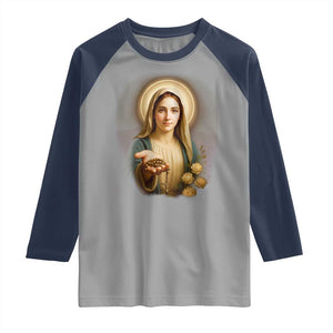 Virgin Mary Maria Raglan Shirt Catholic Christian Faith TS14 Sport Gray Navy Print Your Wear