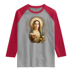 Virgin Mary Maria Raglan Shirt Catholic Christian Faith TS14 Sport Gray Red Print Your Wear