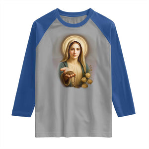 Virgin Mary Maria Raglan Shirt Catholic Christian Faith TS14 Sport Gray Royal Print Your Wear