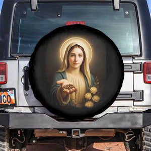 Virgin Mary Maria Spare Tire Cover Catholic Christian Faith TS14 No hole Black Print Your Wear