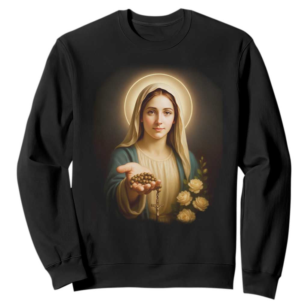 Virgin Mary Maria Sweatshirt Catholic Christian Faith TS14 Black Print Your Wear