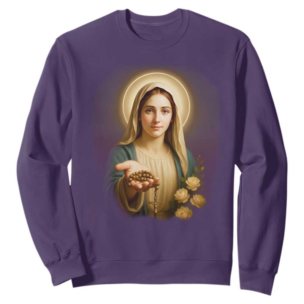Virgin Mary Maria Sweatshirt Catholic Christian Faith TS14 Purple Print Your Wear