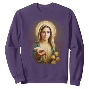 Virgin Mary Maria Sweatshirt Catholic Christian Faith TS14 Purple Print Your Wear