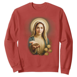 Virgin Mary Maria Sweatshirt Catholic Christian Faith TS14 Red Print Your Wear