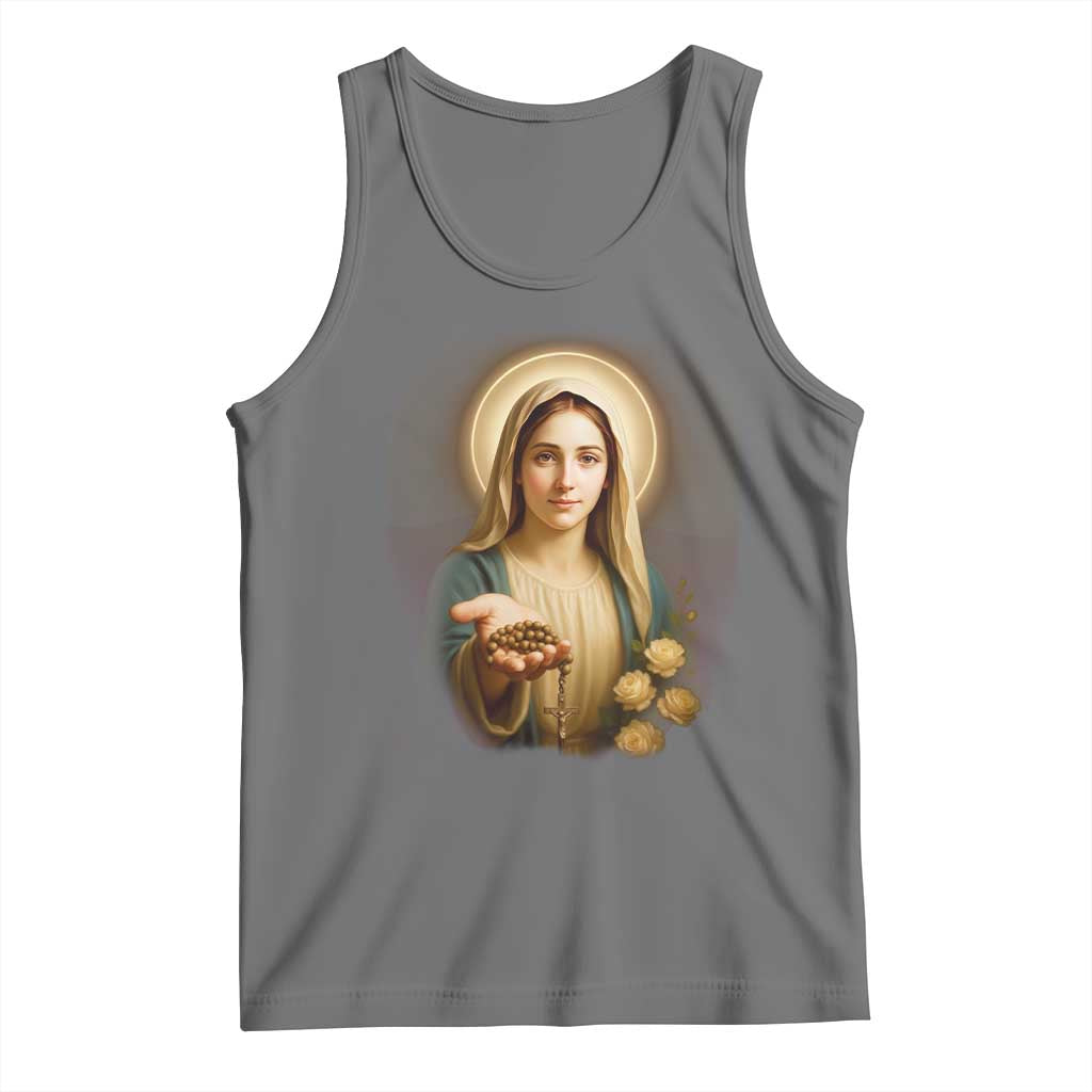 Virgin Mary Maria Tank Top Catholic Christian Faith TS14 Black Heather Print Your Wear