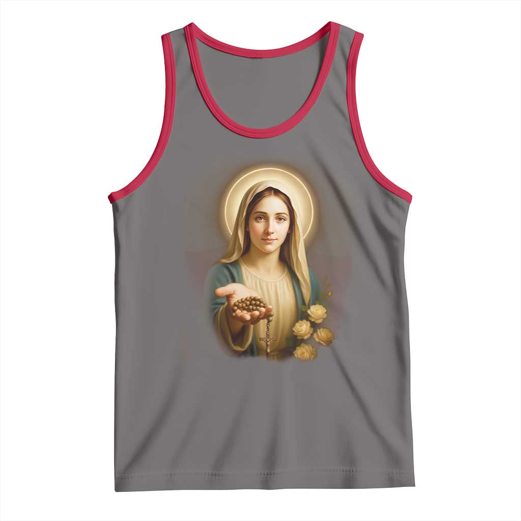 Virgin Mary Maria Tank Top Catholic Christian Faith TS14 Deep Heather Red Print Your Wear