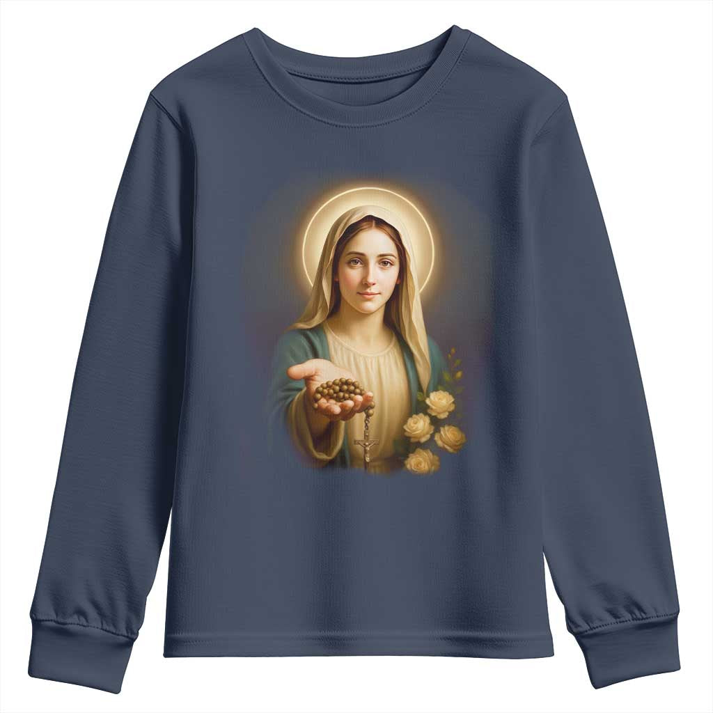 Virgin Mary Maria Youth Sweatshirt Catholic Christian Faith TS14 Navy Print Your Wear