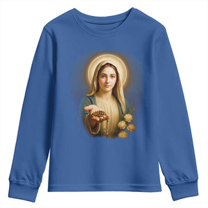 Virgin Mary Maria Youth Sweatshirt Catholic Christian Faith TS14 Royal Blue Print Your Wear
