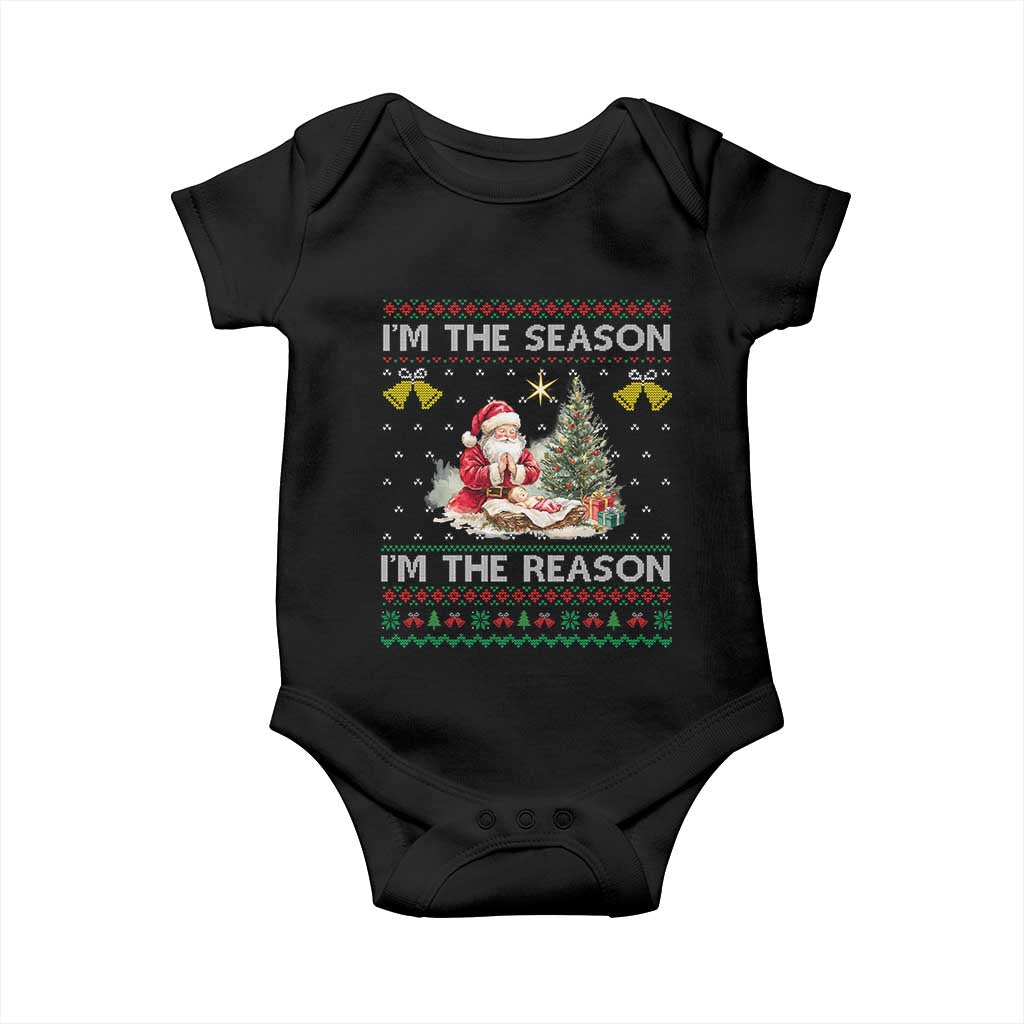 Jesus Christmas Baby Onesie Santa With Jesus Baby Reason Xmas TS14 Black Print Your Wear