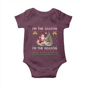 Jesus Christmas Baby Onesie Santa With Jesus Baby Reason Xmas TS14 Maroon Print Your Wear