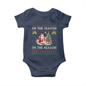 Jesus Christmas Baby Onesie Santa With Jesus Baby Reason Xmas TS14 Navy Print Your Wear