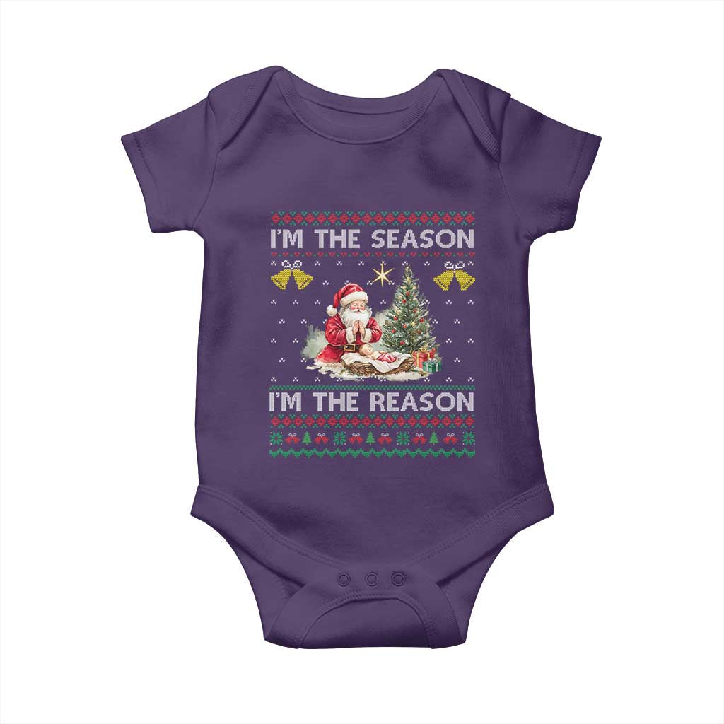 Jesus Christmas Baby Onesie Santa With Jesus Baby Reason Xmas TS14 Purple Print Your Wear