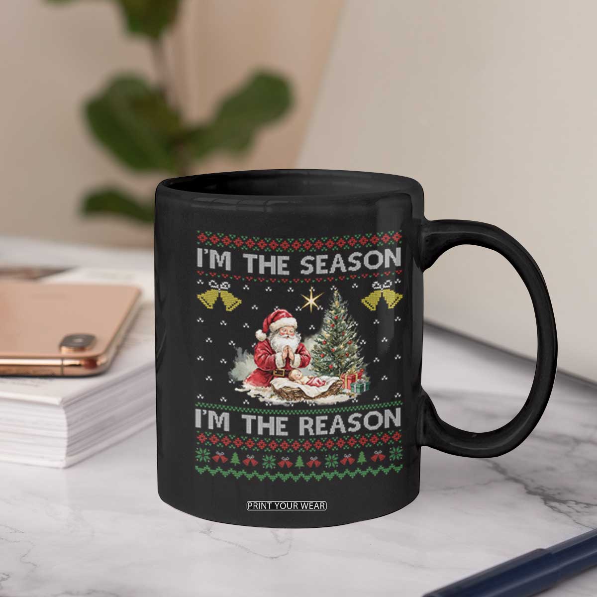 Jesus Christmas Coffee Mug Santa With Jesus Baby Reason Xmas TS14 Print Your Wear