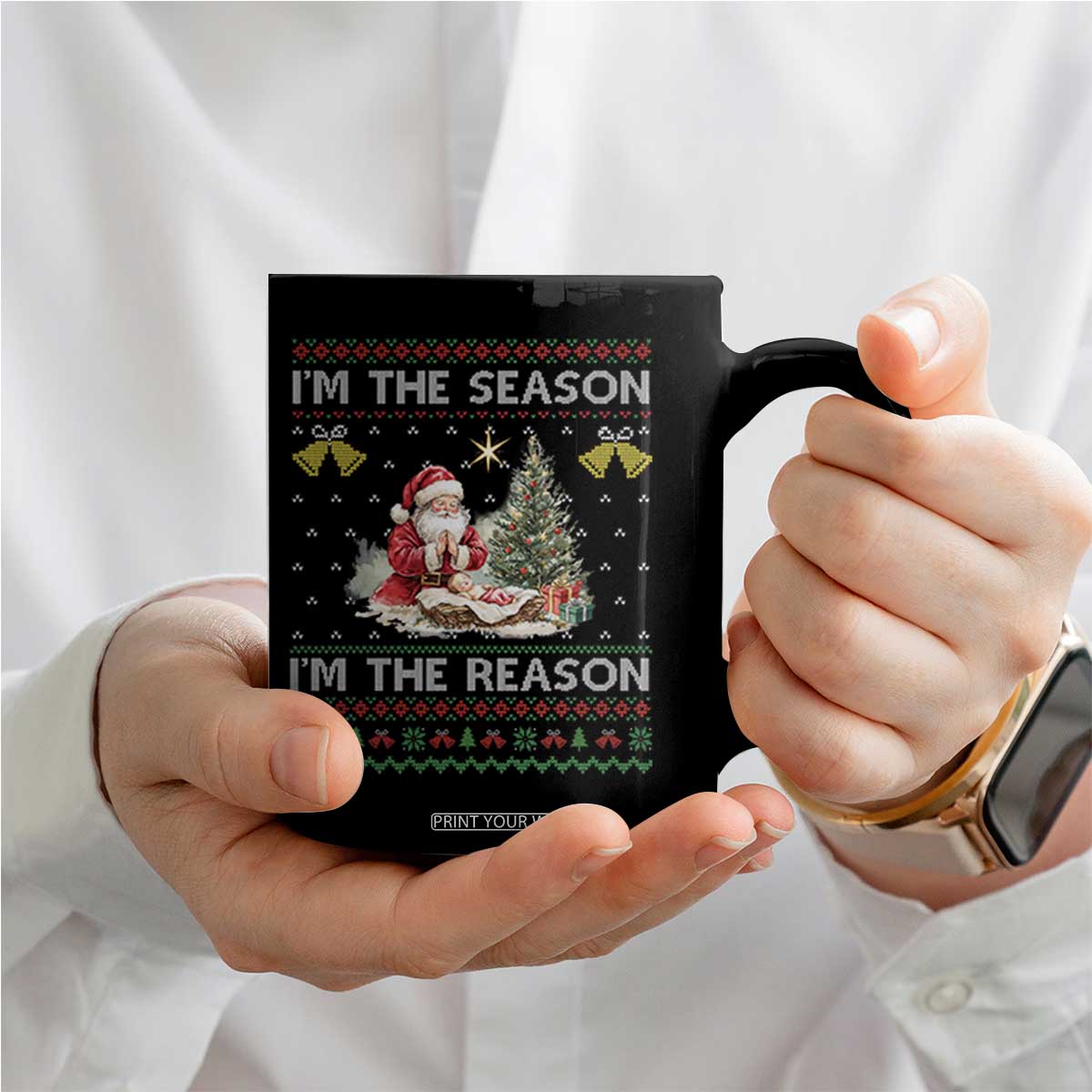 Jesus Christmas Coffee Mug Santa With Jesus Baby Reason Xmas TS14 Print Your Wear