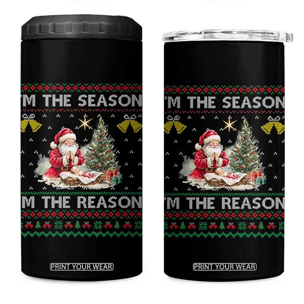 Jesus Christmas 4 in 1 Can Cooler Tumbler Santa With Jesus Baby Reason Xmas TS14 One Size: 16 oz Black Print Your Wear