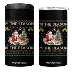 Jesus Christmas 4 in 1 Can Cooler Tumbler Santa With Jesus Baby Reason Xmas TS14 One Size: 16 oz Black Print Your Wear