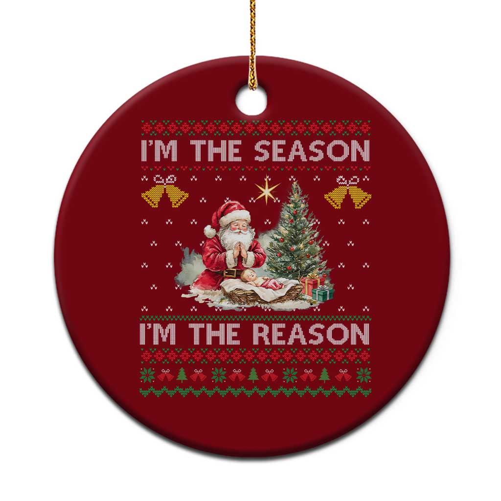 Jesus Xmas Ceramic Ornament Santa With Jesus Baby Reason Xmas TS14 1pc Red Print Your Wear