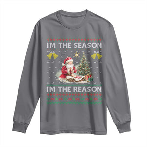 Jesus Christmas Long Sleeve Shirt Santa With Jesus Baby Reason Xmas TS14 Charcoal Print Your Wear