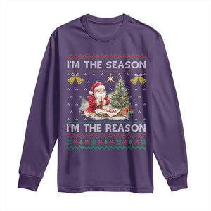 Jesus Christmas Long Sleeve Shirt Santa With Jesus Baby Reason Xmas TS14 Purple Print Your Wear
