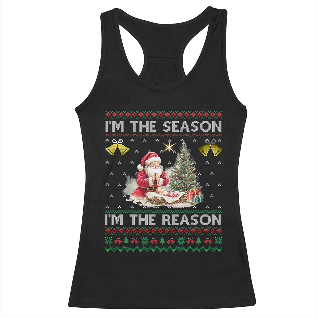 Jesus Christmas Racerback Tank Top Santa With Jesus Baby Reason Xmas TS14 Black Print Your Wear