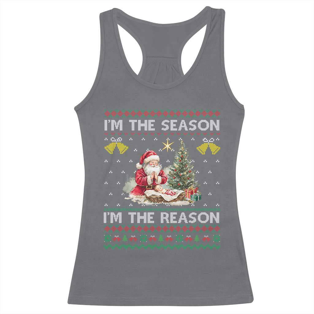 Jesus Christmas Racerback Tank Top Santa With Jesus Baby Reason Xmas TS14 Charcoal Print Your Wear