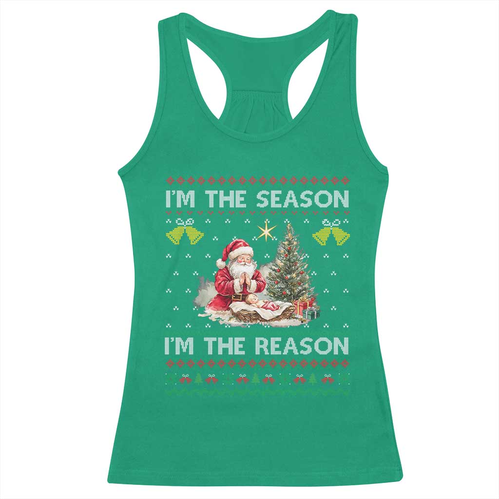 Jesus Christmas Racerback Tank Top Santa With Jesus Baby Reason Xmas TS14 Irish Green Print Your Wear