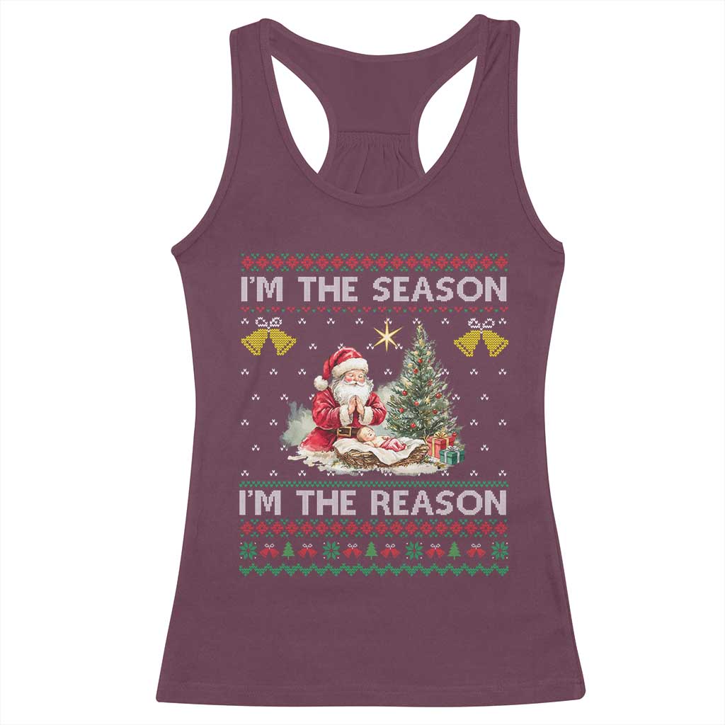 Jesus Christmas Racerback Tank Top Santa With Jesus Baby Reason Xmas TS14 Maroon Print Your Wear