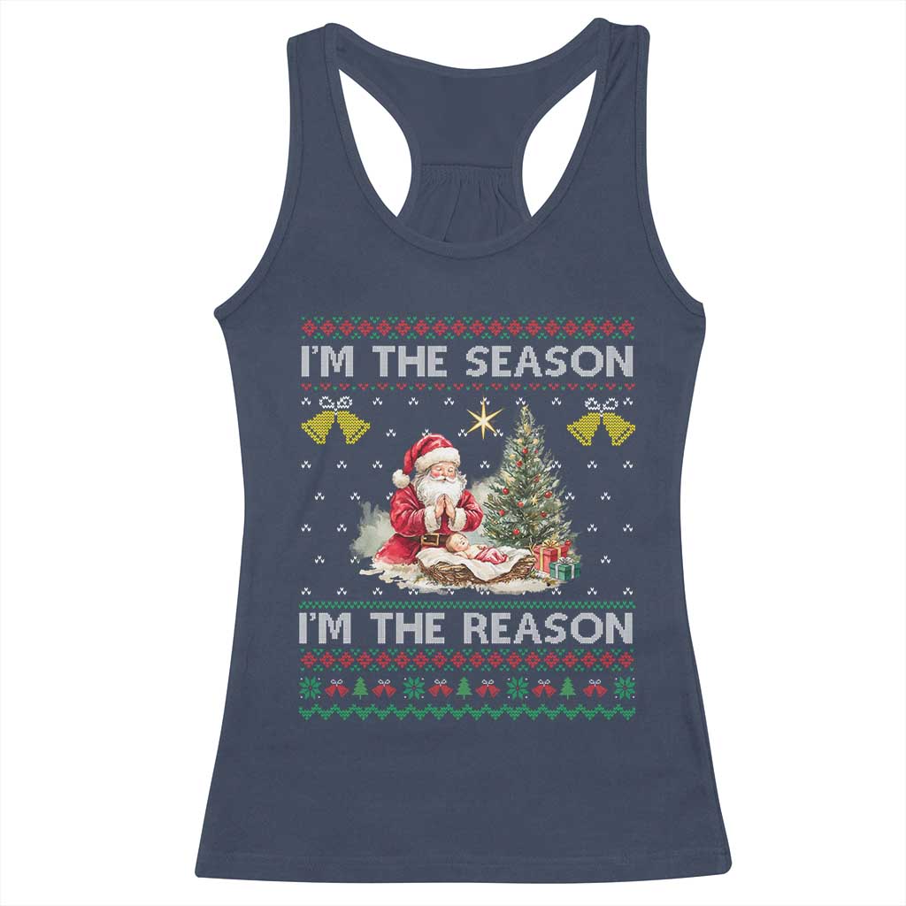 Jesus Christmas Racerback Tank Top Santa With Jesus Baby Reason Xmas TS14 Navy Print Your Wear