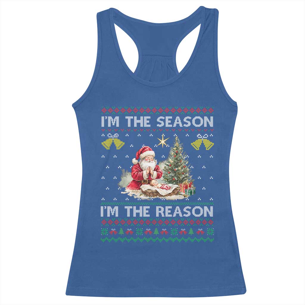 Jesus Christmas Racerback Tank Top Santa With Jesus Baby Reason Xmas TS14 Royal Blue Print Your Wear
