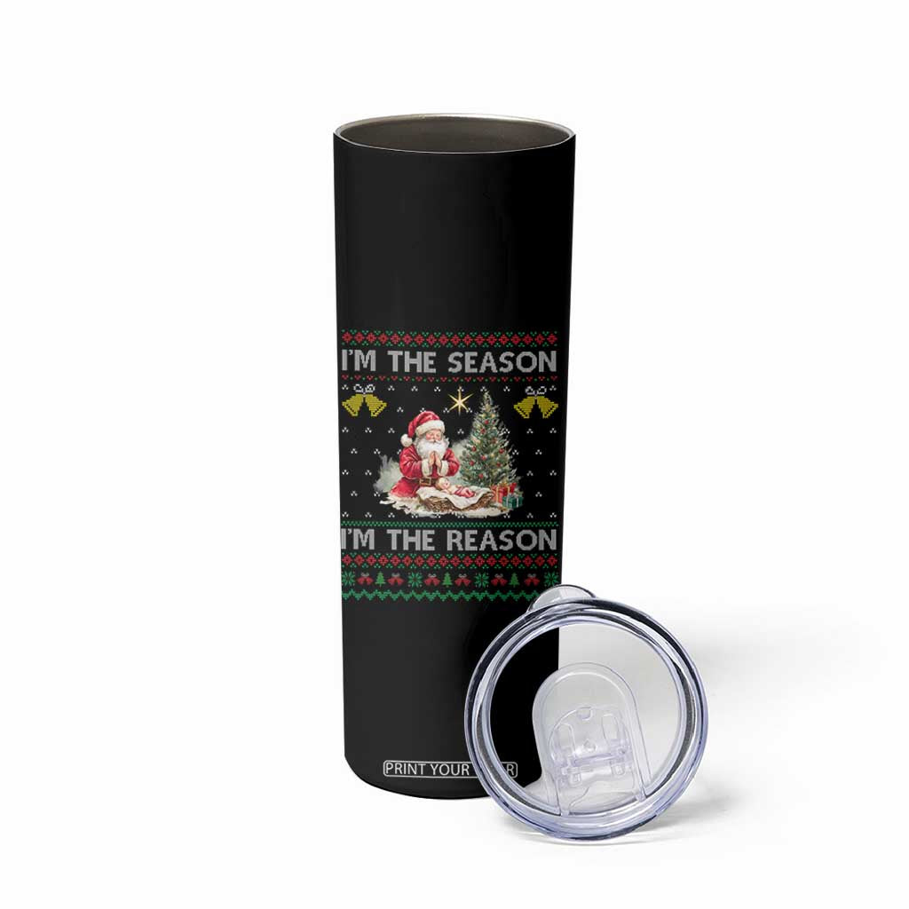 Jesus Christmas Skinny Tumbler Santa With Jesus Baby Reason Xmas TS14 Print Your Wear