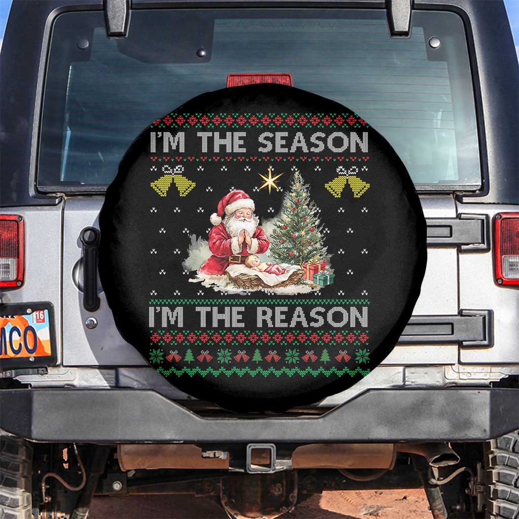 Jesus Christmas Spare Tire Cover Santa With Jesus Baby Reason Xmas TS14 No hole Black Print Your Wear