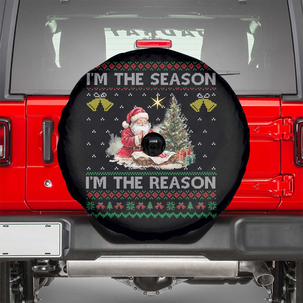 Jesus Christmas Spare Tire Cover Santa With Jesus Baby Reason Xmas TS14 Black Print Your Wear