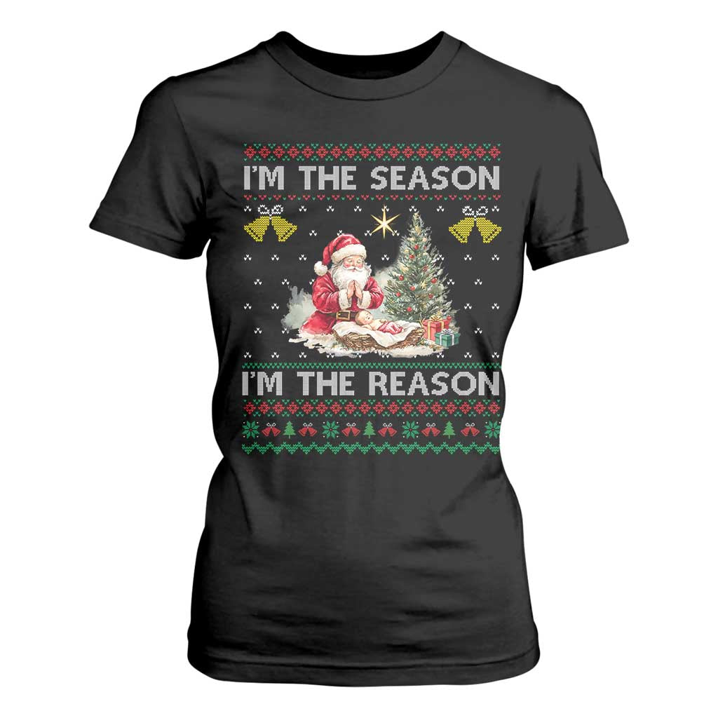 Jesus Christmas T Shirt For Women Santa With Jesus Baby Reason Xmas TS14 Black Print Your Wear