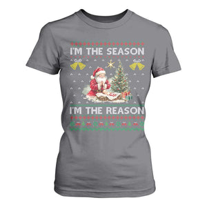 Jesus Christmas T Shirt For Women Santa With Jesus Baby Reason Xmas TS14 Charcoal Print Your Wear