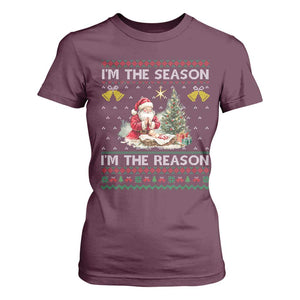 Jesus Christmas T Shirt For Women Santa With Jesus Baby Reason Xmas TS14 Maroon Print Your Wear