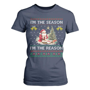 Jesus Christmas T Shirt For Women Santa With Jesus Baby Reason Xmas TS14 Navy Print Your Wear