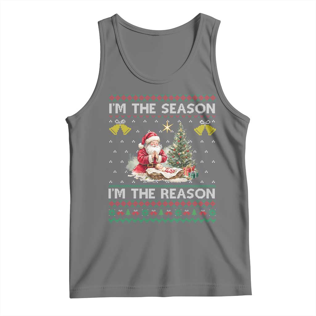 Jesus Christmas Tank Top Santa With Jesus Baby Reason Xmas TS14 Black Heather Print Your Wear