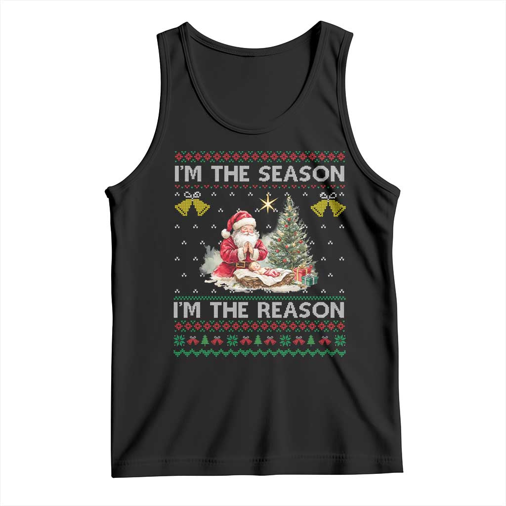 Jesus Christmas Tank Top Santa With Jesus Baby Reason Xmas TS14 Black Print Your Wear