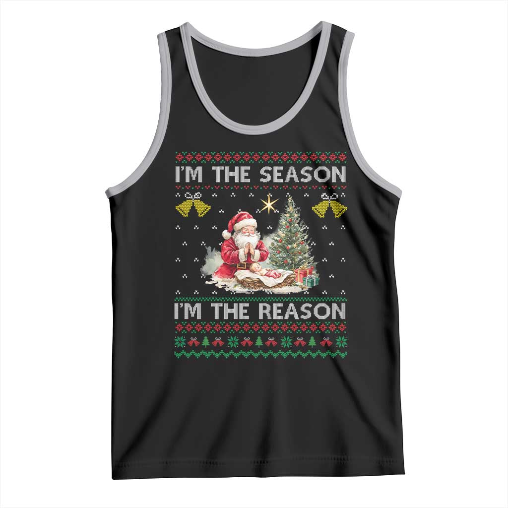 Jesus Christmas Tank Top Santa With Jesus Baby Reason Xmas TS14 Black Athletic Heather Print Your Wear