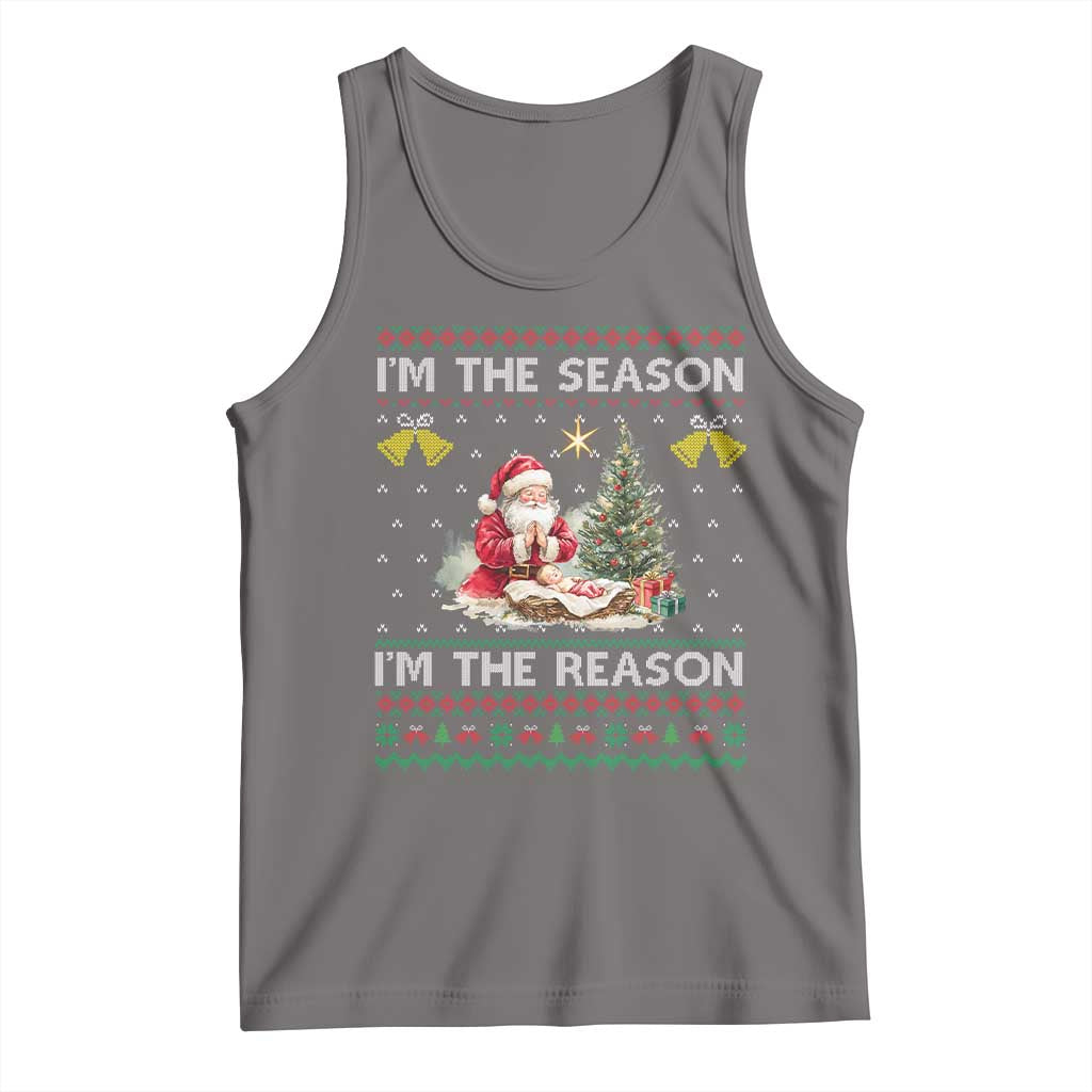 Jesus Christmas Tank Top Santa With Jesus Baby Reason Xmas TS14 Deep Heather Print Your Wear