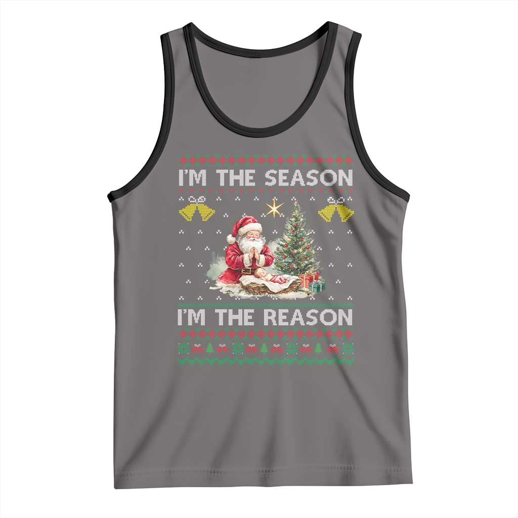 Jesus Christmas Tank Top Santa With Jesus Baby Reason Xmas TS14 Deep Heather Black Print Your Wear