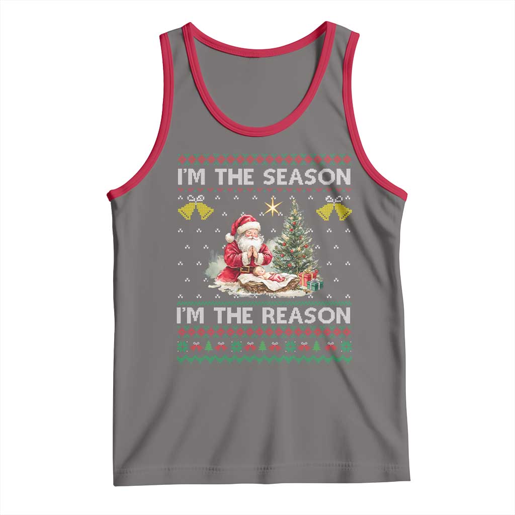 Jesus Christmas Tank Top Santa With Jesus Baby Reason Xmas TS14 Deep Heather Red Print Your Wear
